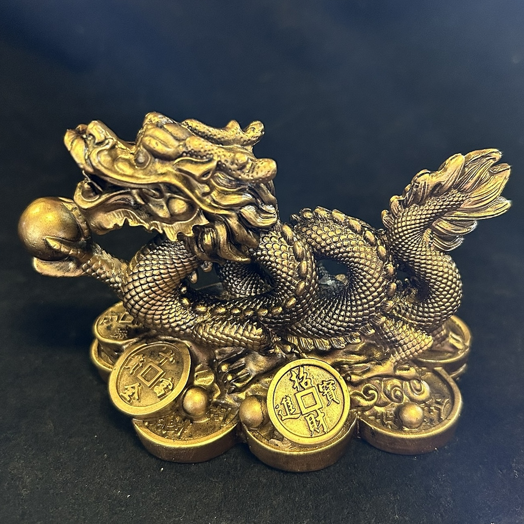 Lucky Golden Dragon Statue 11 cm