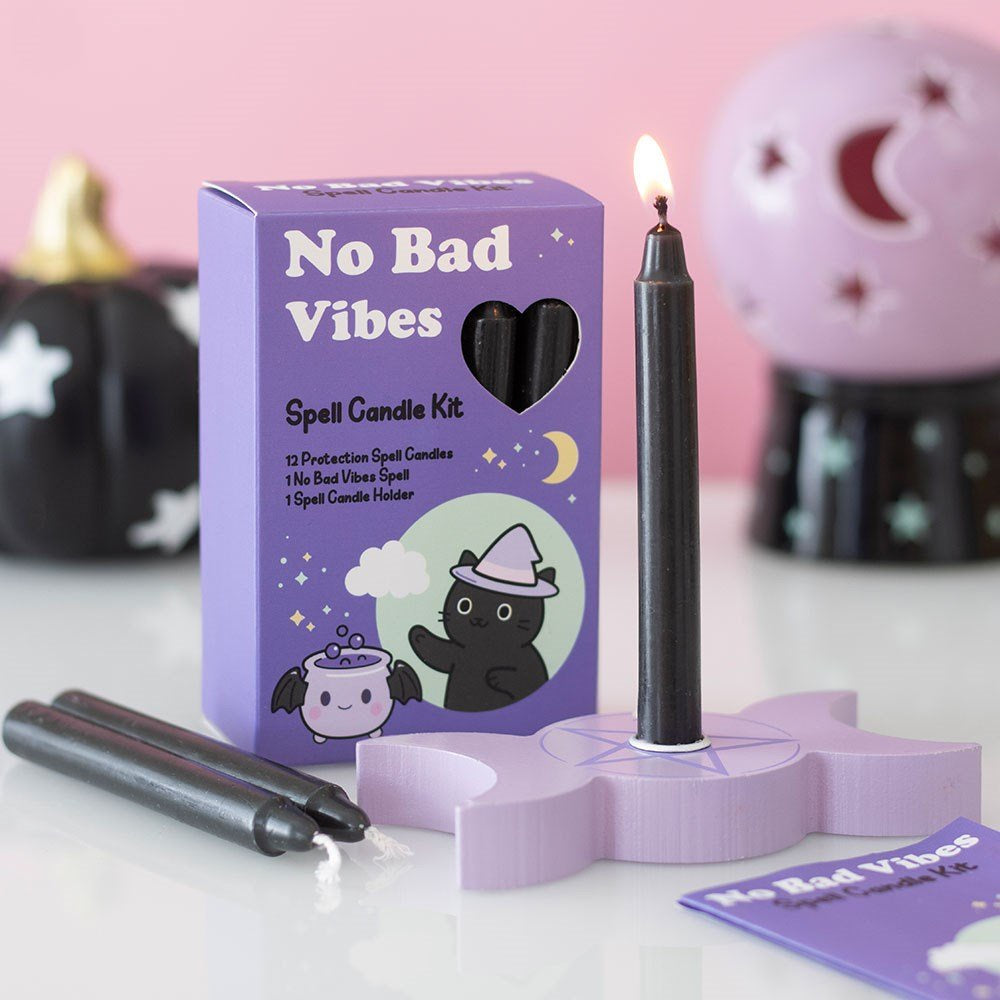 Kit Spell Candle and Holder No Bad Vibes