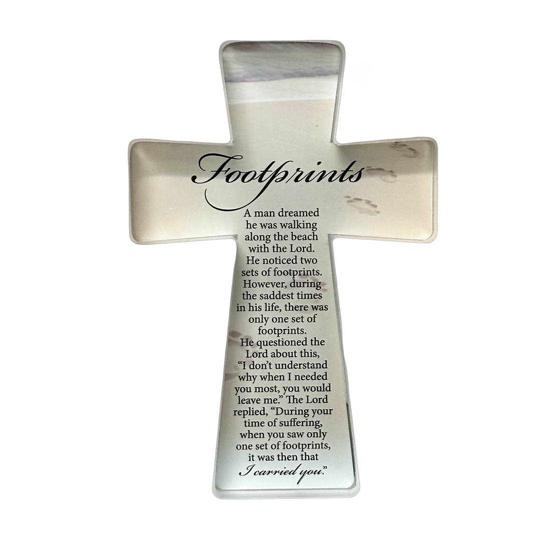 Cross Footprints Glass 15 cm