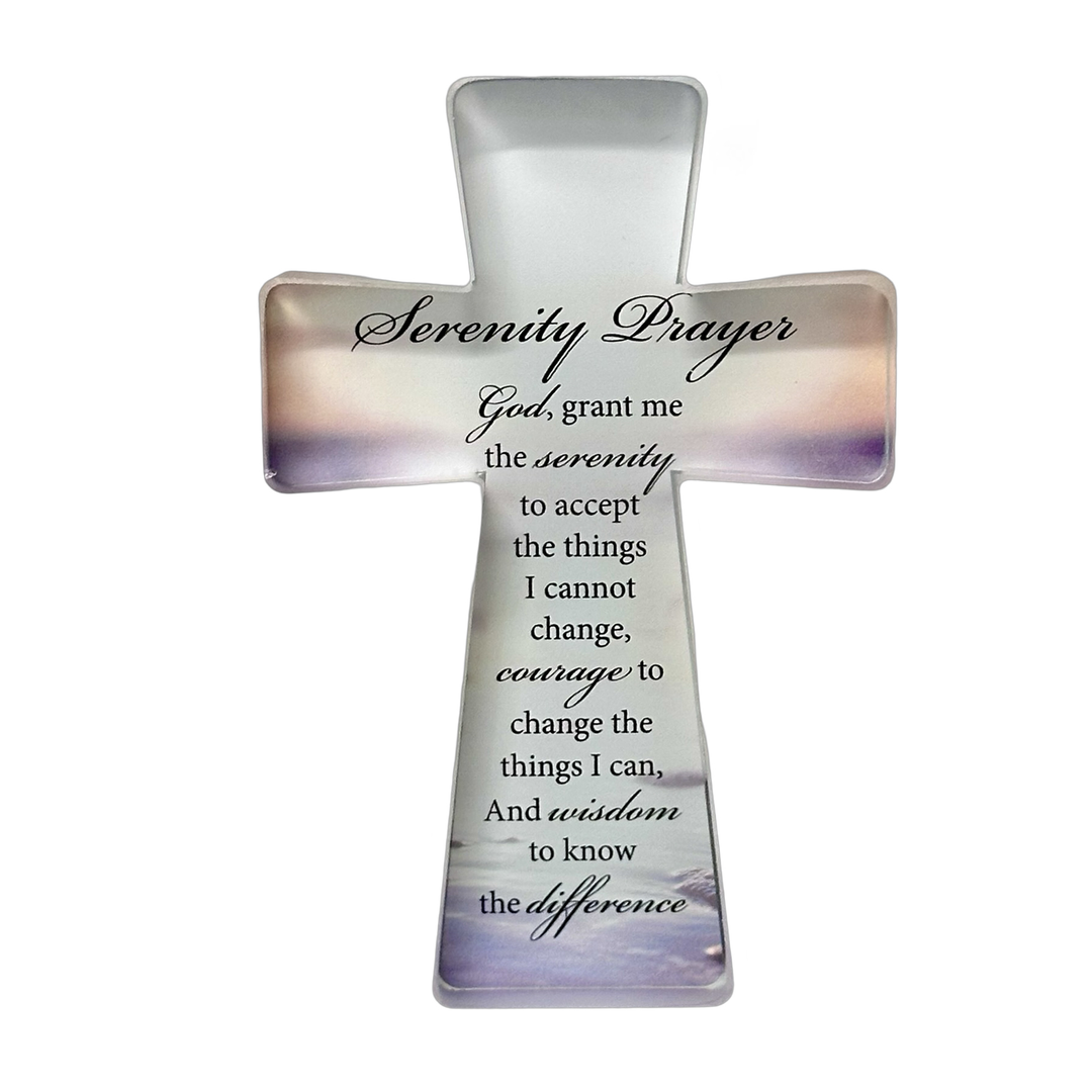 Cross Serenity Prayer Glass