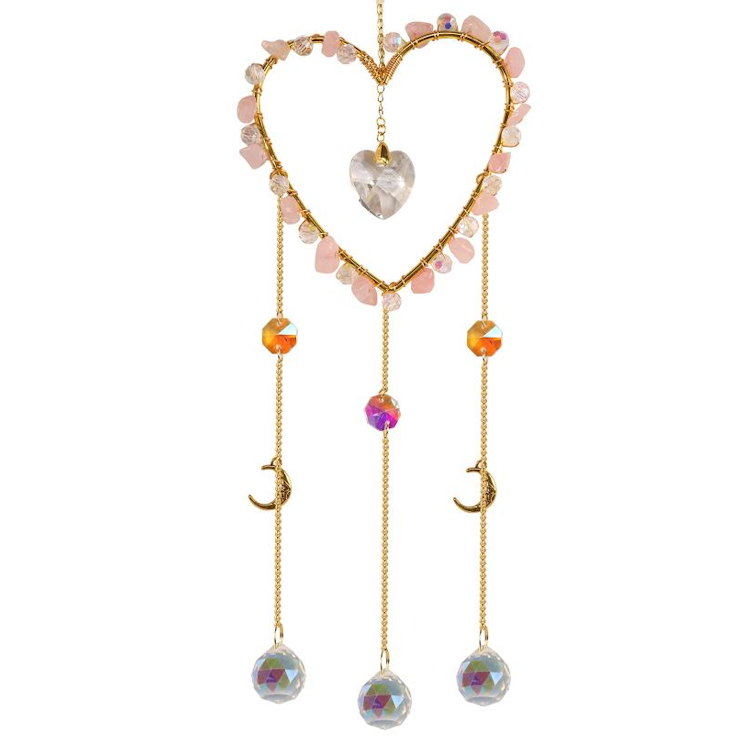 Suncatcher Rose Quartz Heart 50 cm