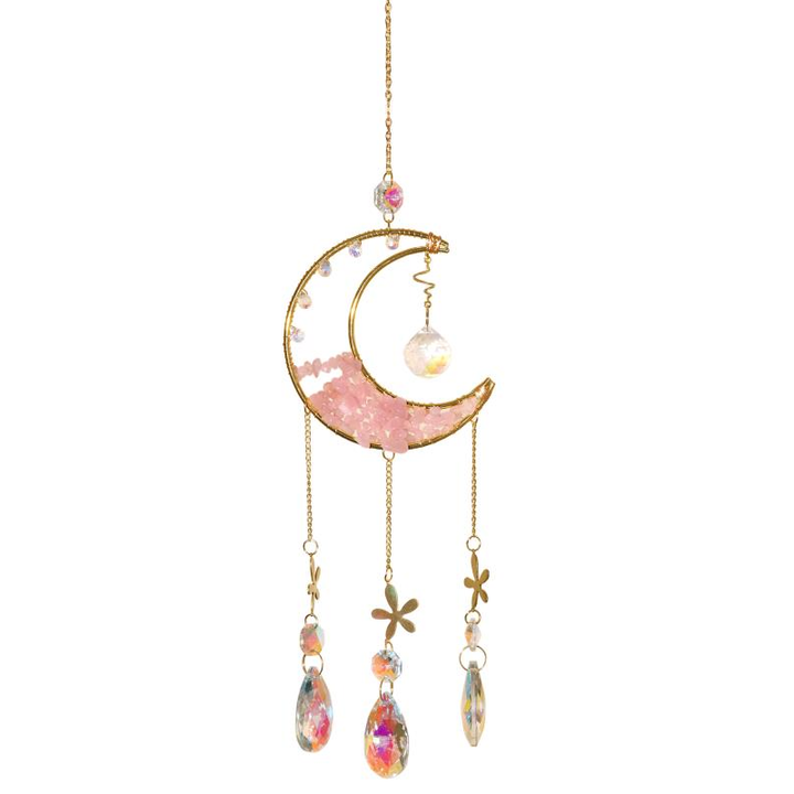 Suncatcher Rose Quartz Half Moon Hanging 45 cm