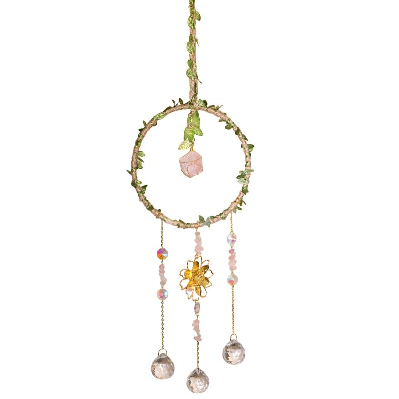 Suncatcher Rose Quartz Leaf Wrap 54 cm