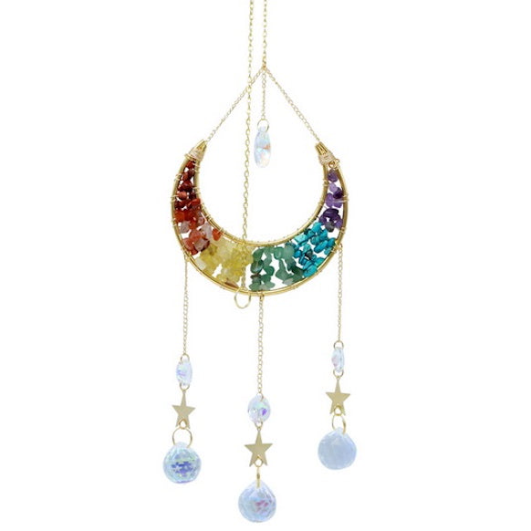 Suncatcher Chakra Moon with Crystal 43 cm