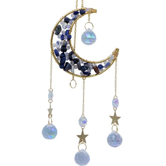 Suncatcher Moon with Sodalite and Stars