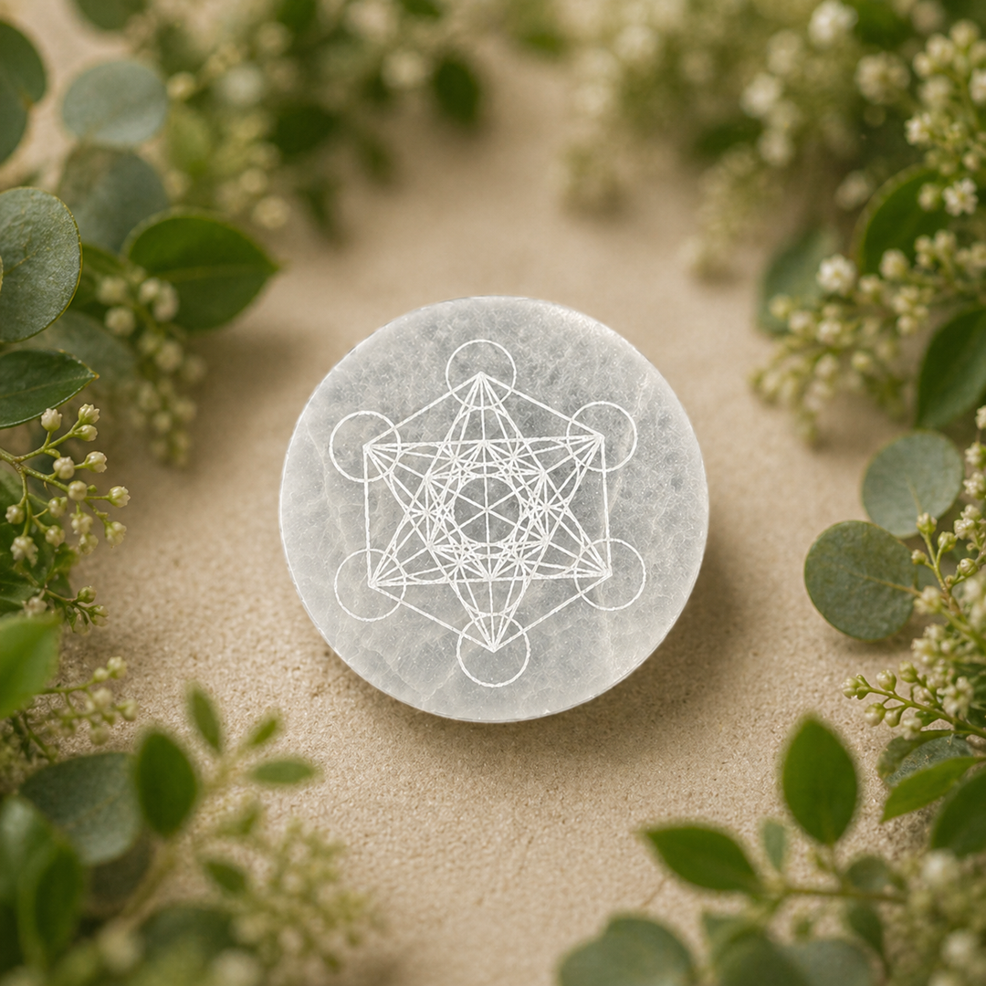 Plate Selenite Metatron Round 12cm - Instore Only | Carpe Diem With Remi