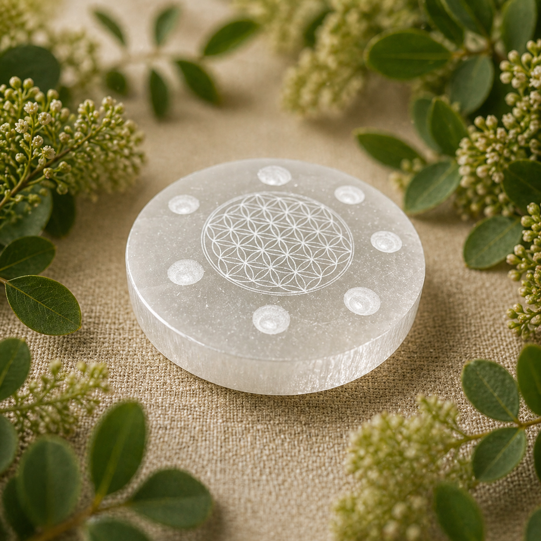 Plate Selenite Flower of Life 12cm - Instore Only | Carpe Diem With Remi