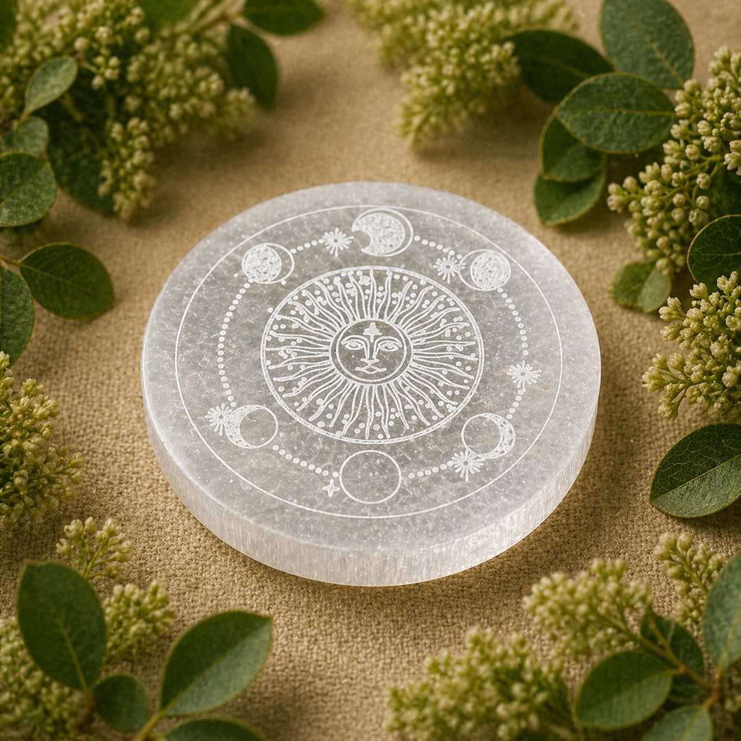 Plate Selenite Lunar Eclipse 15cm - Instore Only | Carpe Diem With Remi