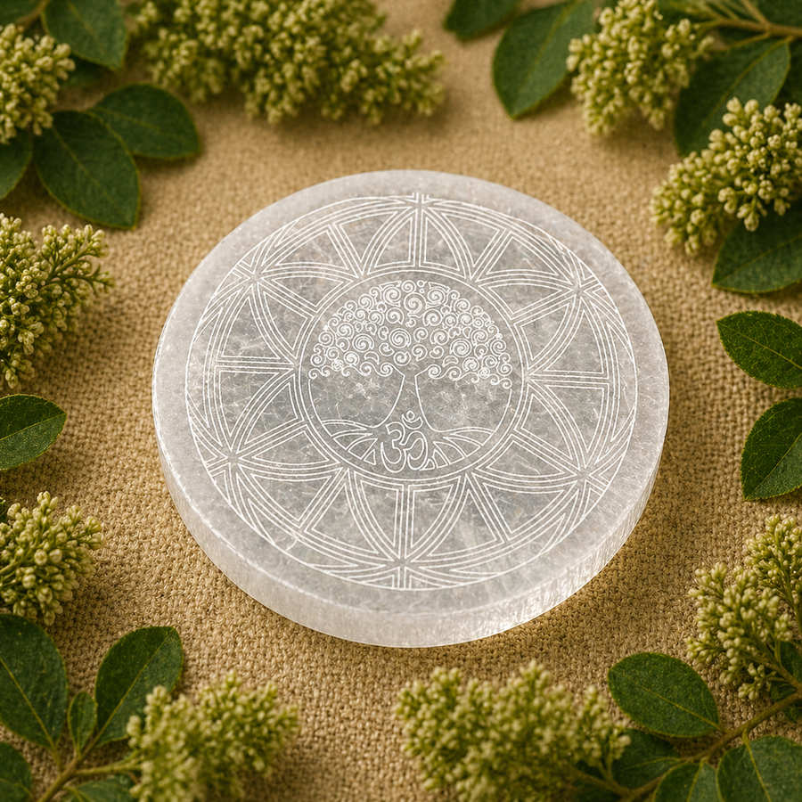 Plate Selenite Tree of Life 15cm - Instore Only | Carpe Diem With Remi