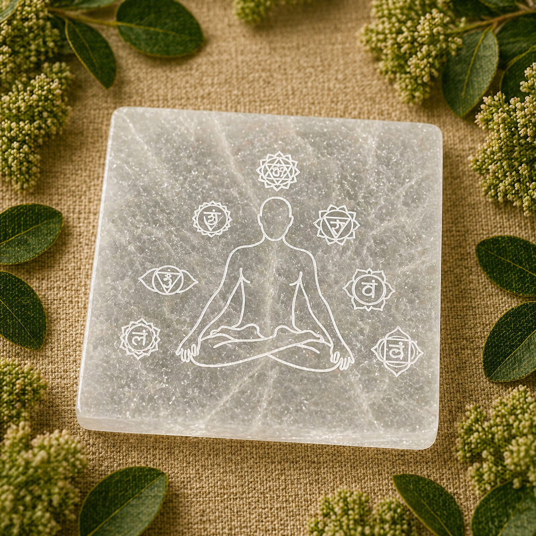 Plate Selenite Chakra Square 10cm - Instore Only | Carpe Diem WIth Remi
