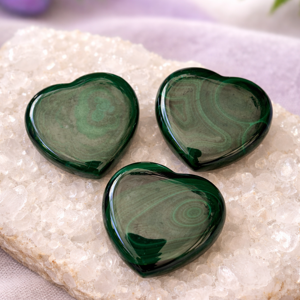 Heart Malachite Flat 2.7 cm