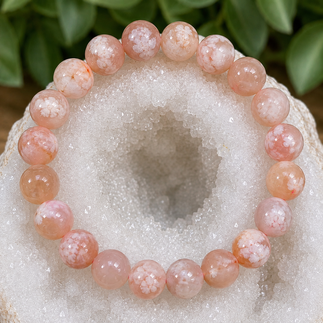 Bracelet Flower Agate 10 mm Beads