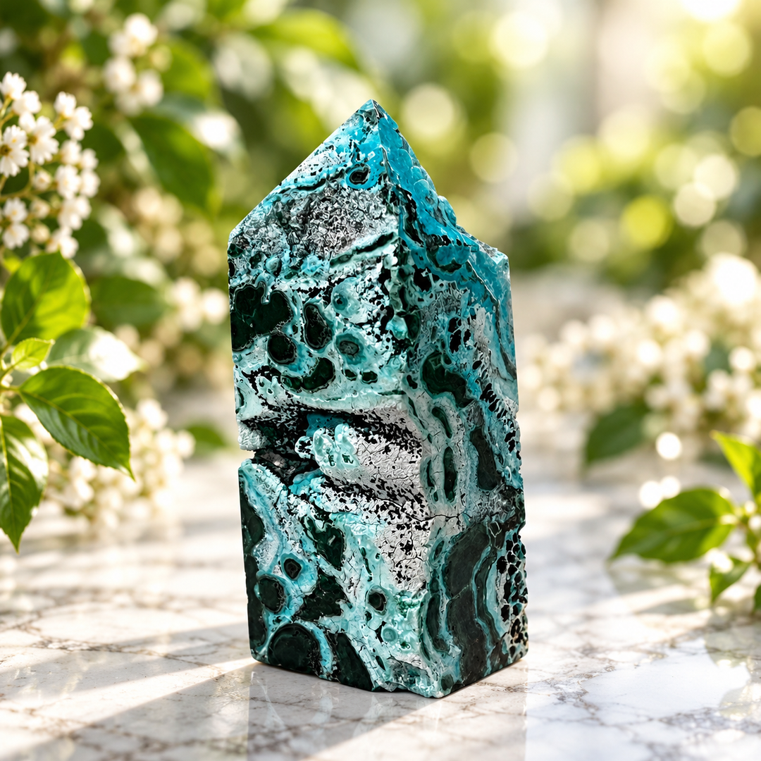 Tower Chrysocolla Malachite 7.2 cm | Carpe Diem With Remi