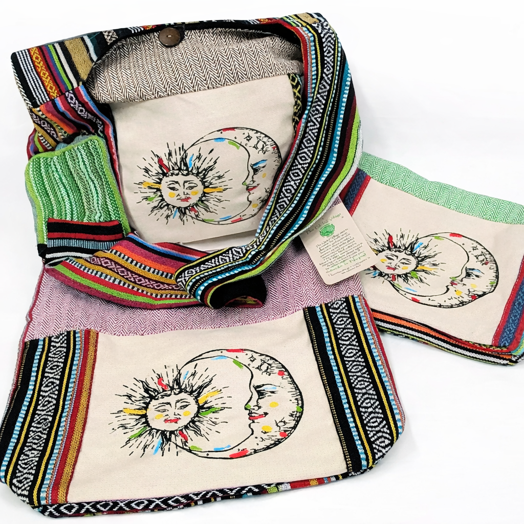 Shoulder Bag Sun and Moon Hemp Cotton