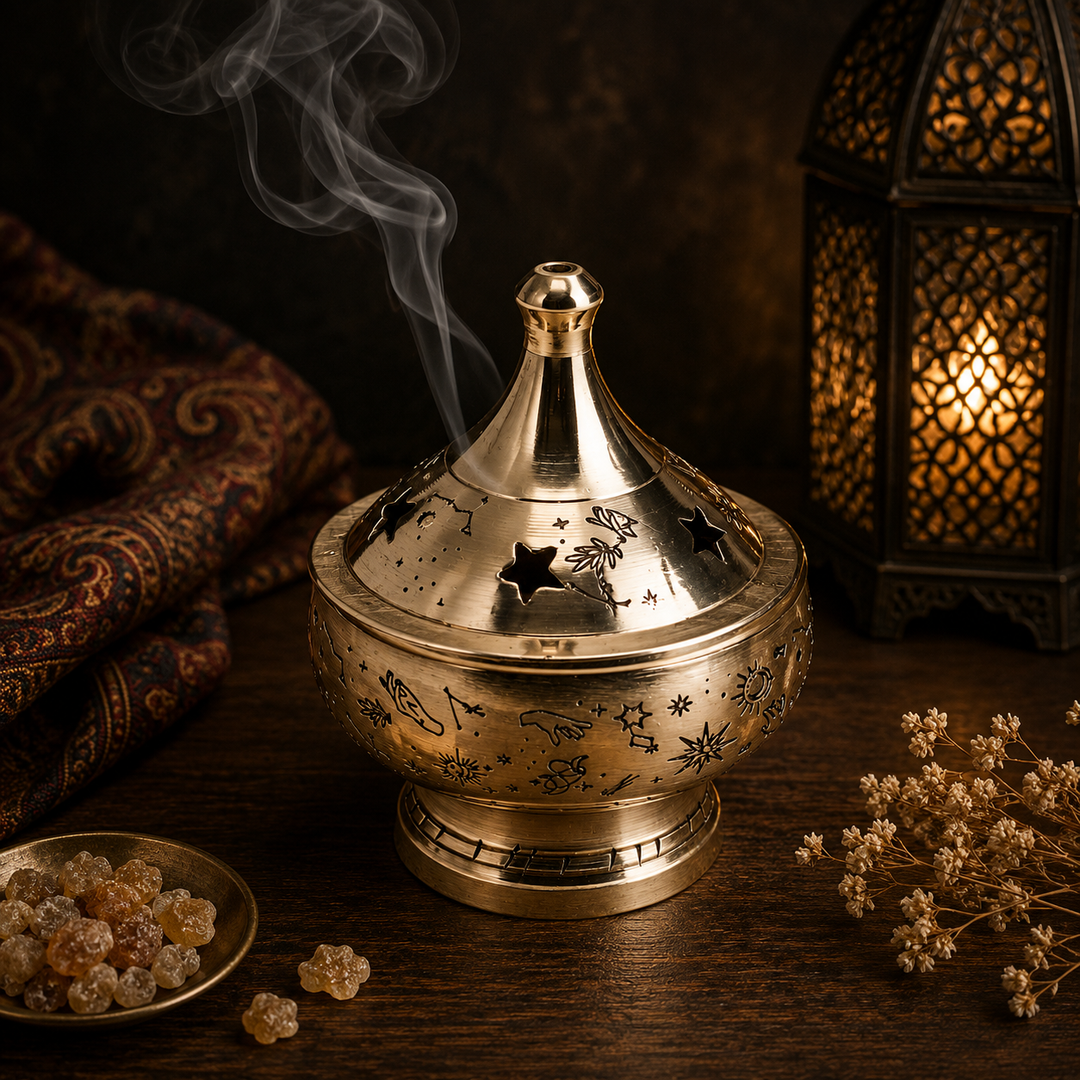 Incense Burner Celestial Magic Engraved Brass 5.5cm