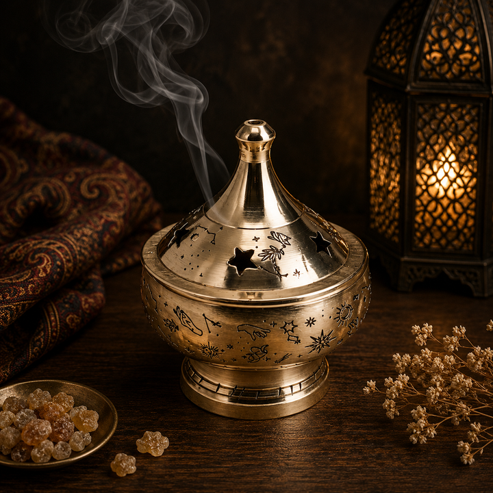 Incense Burner Celestial Magic Engraved Brass 5.5cm