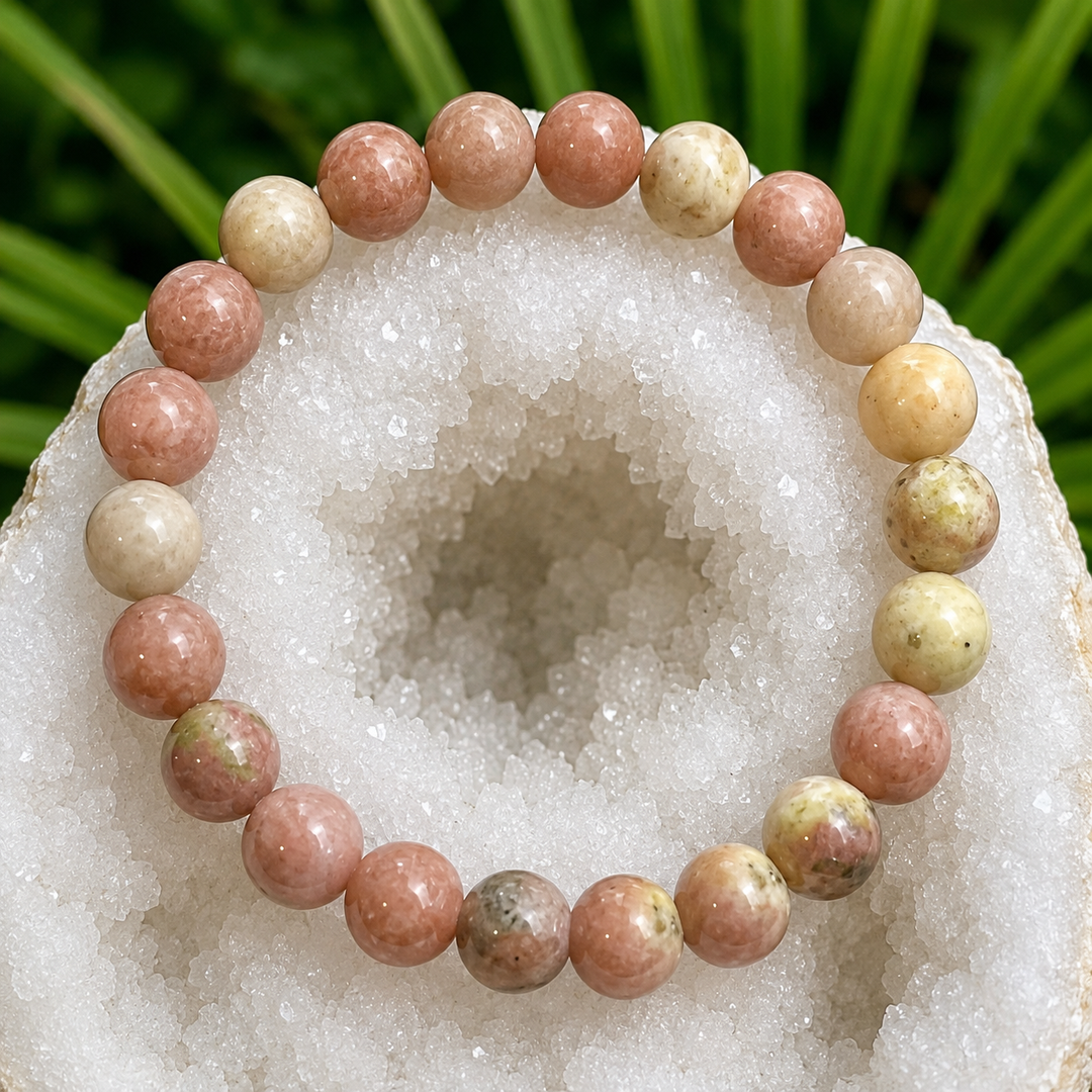 Bracelet Cherry Blossom Tourmaline 8 mm Beads