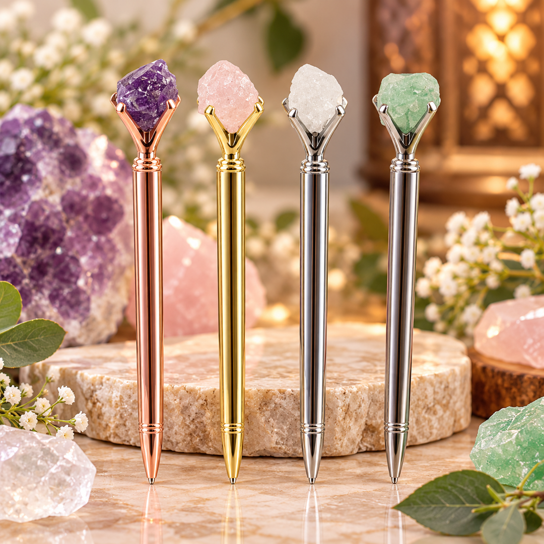 Pen Gold with Natural Crystal Top | Carpe Diem With Remi