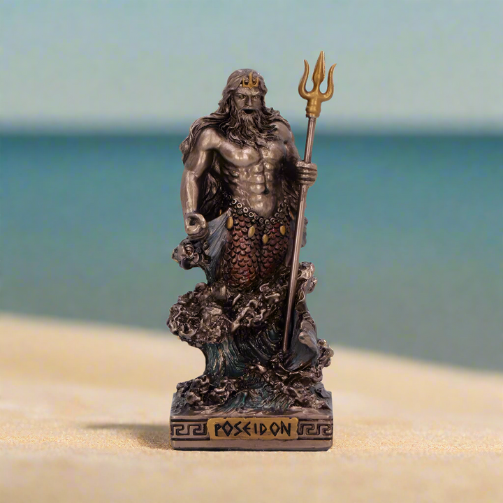Poseidon God of the Sea Bronze Figurine 8.5 cm