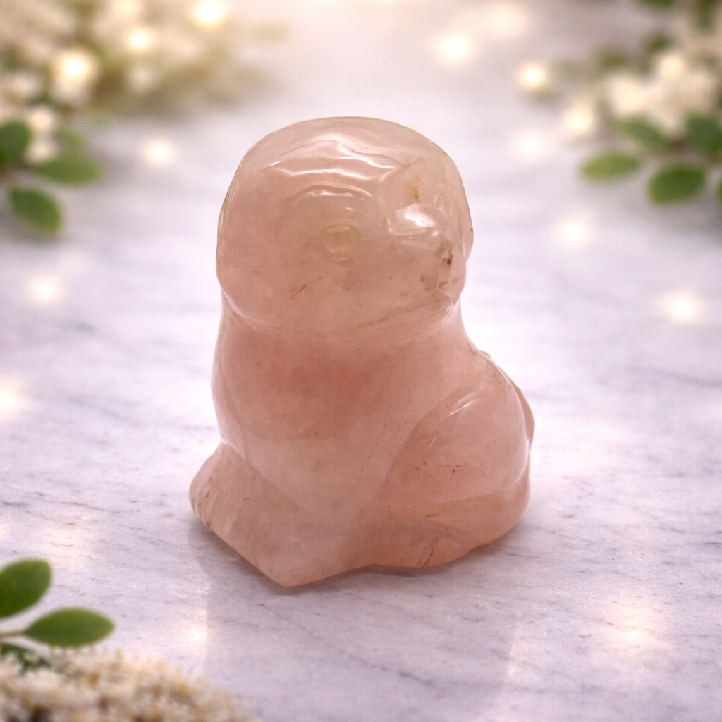 Dog Rose Quartz Sitting 4.0 cm