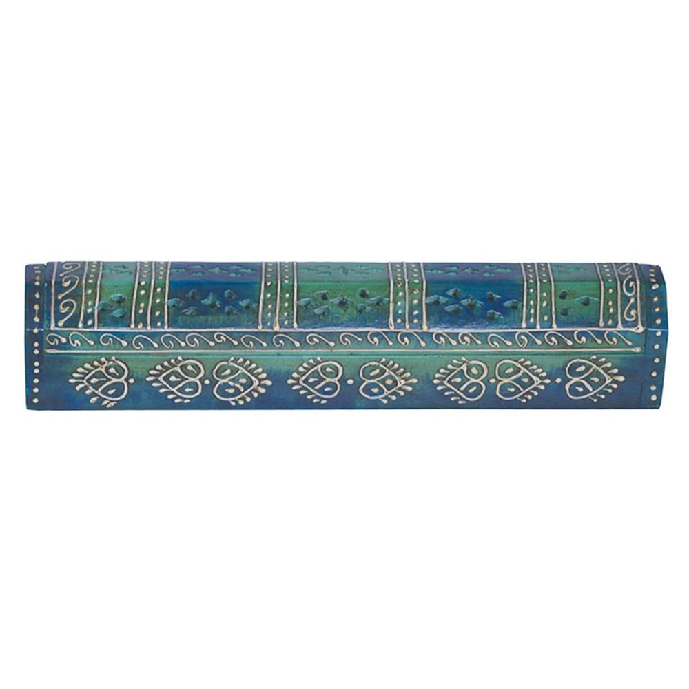 Incense Box Blue Green Hand Painted 30 cm