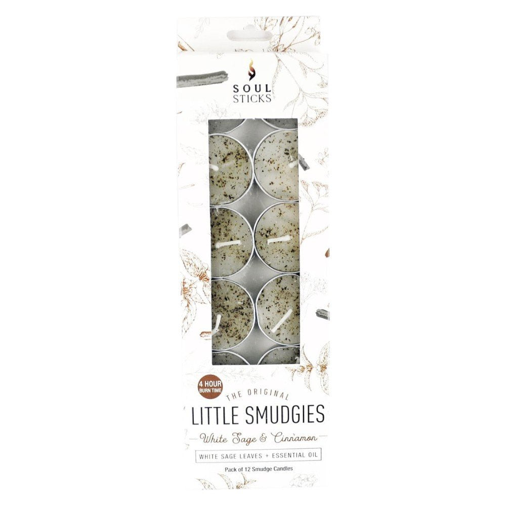 Tealight Candle White Sage and Cinnamon Little Smudgies 12 Pk