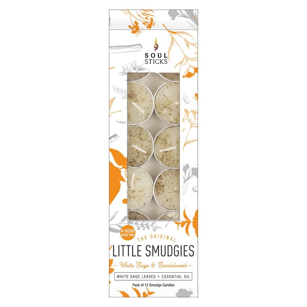 Tealight Candle White Sage and Sandalwood Little Smudgies 12 Pk