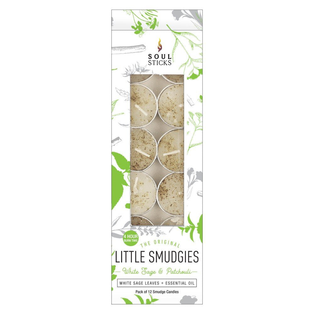 Tealight Candle White Sage and Patchouli Little Smudgies 12 Pk