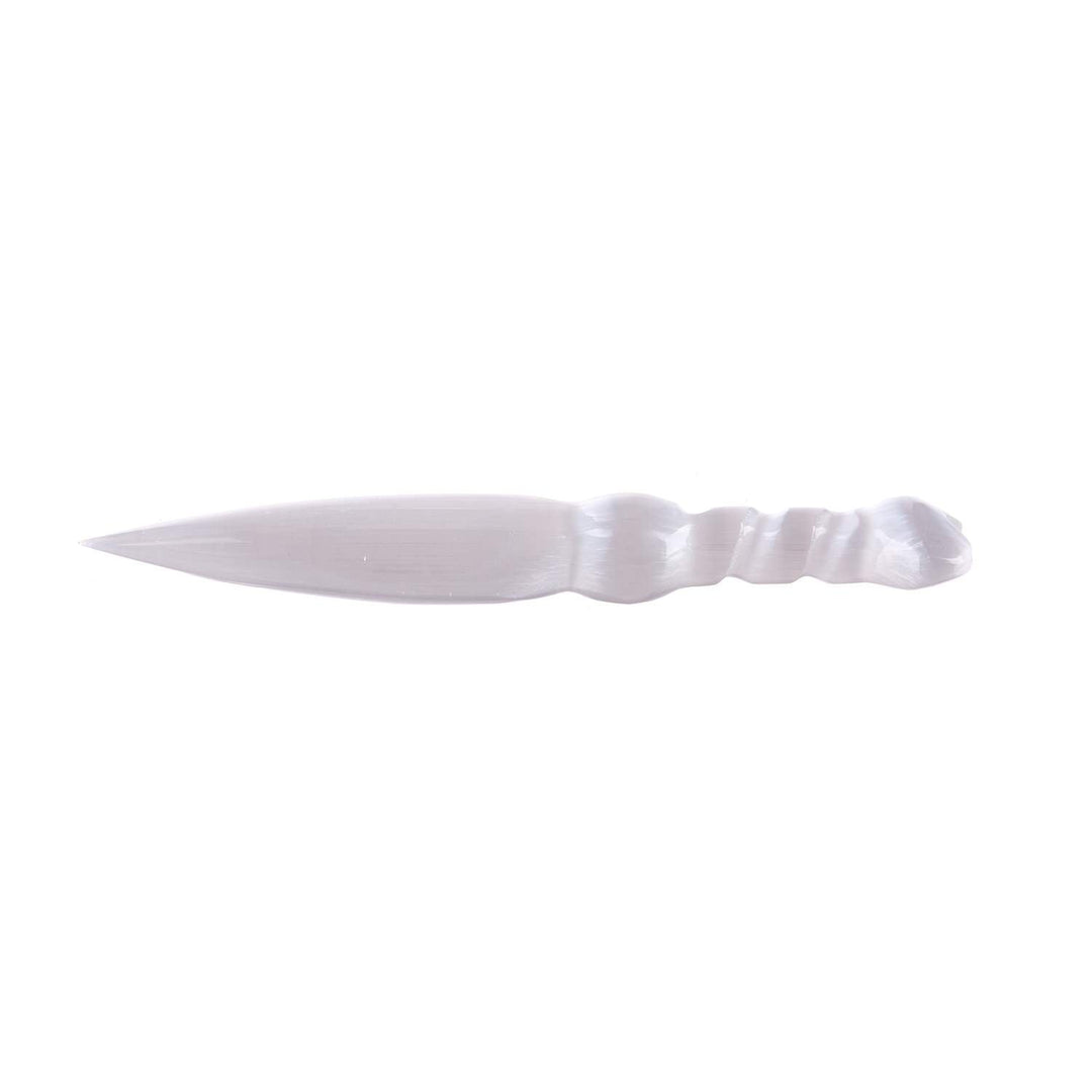 Knife Selenite Spiral with Heart 20cm - Instore Only