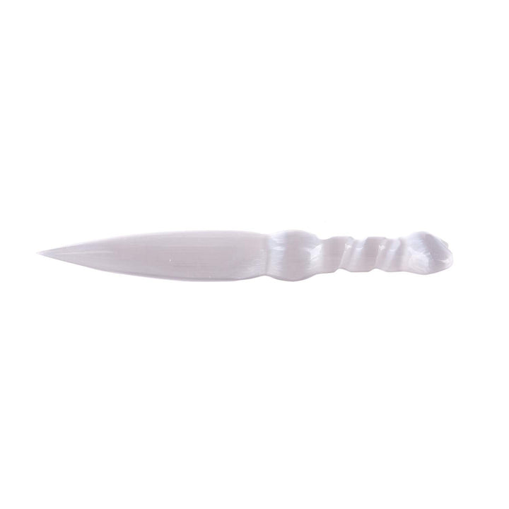 Knife Selenite Spiral with Heart 20cm - Instore Only