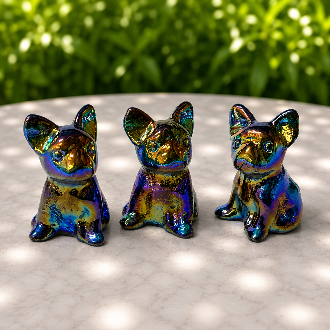 French Bulldog Rainbow Aura Carving