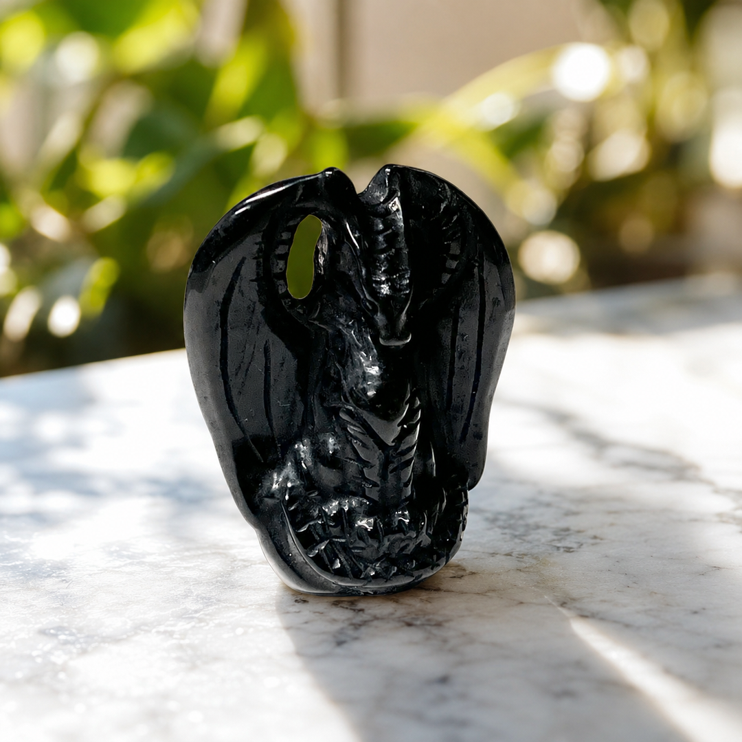 Winged Dragon Black Obsidian Crystal Carving | Carpe Diem With Remi