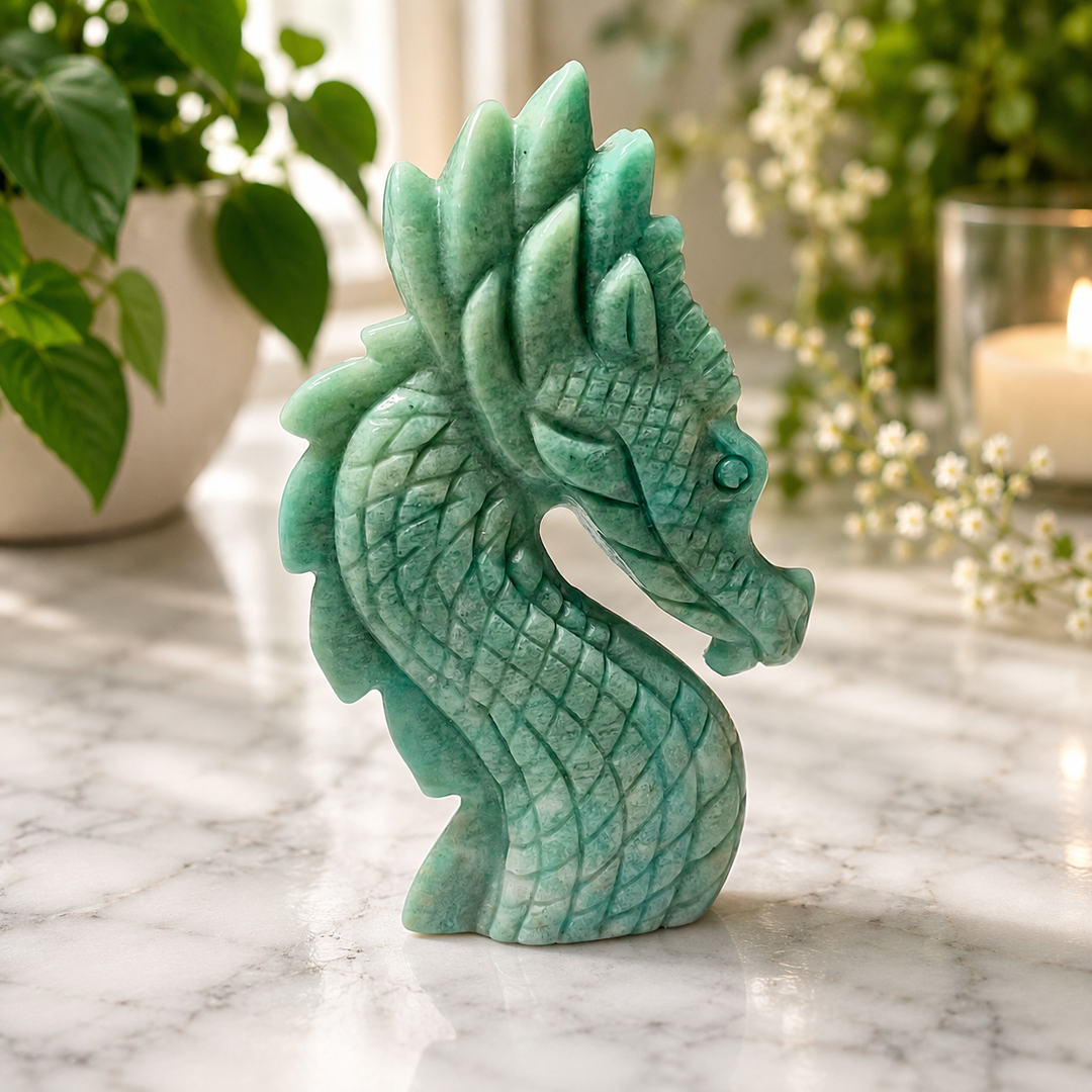 Dragon Head Amazonite Hand Carved