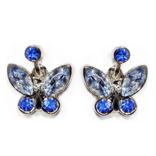 Earrings Butterfly Blue Crystal