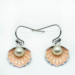 Earrings Clam and Pearl Pink