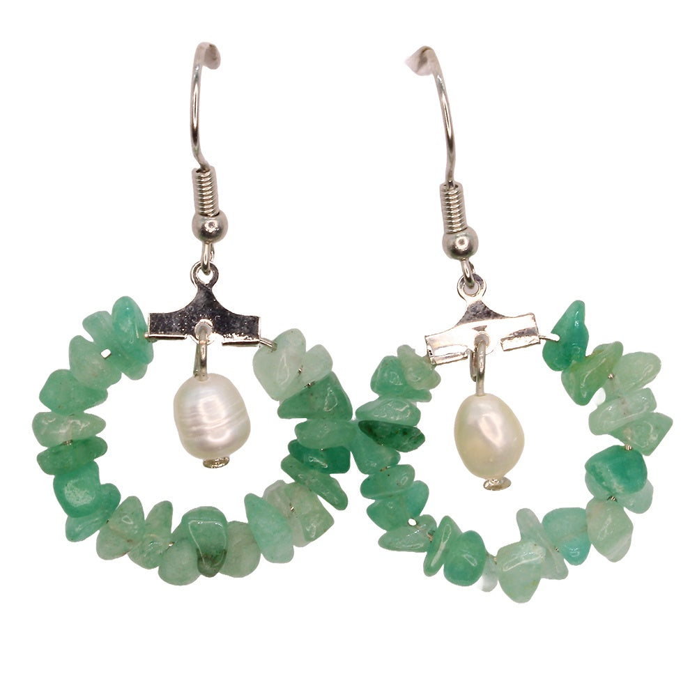 Earrings Aventurine Chip Hoops