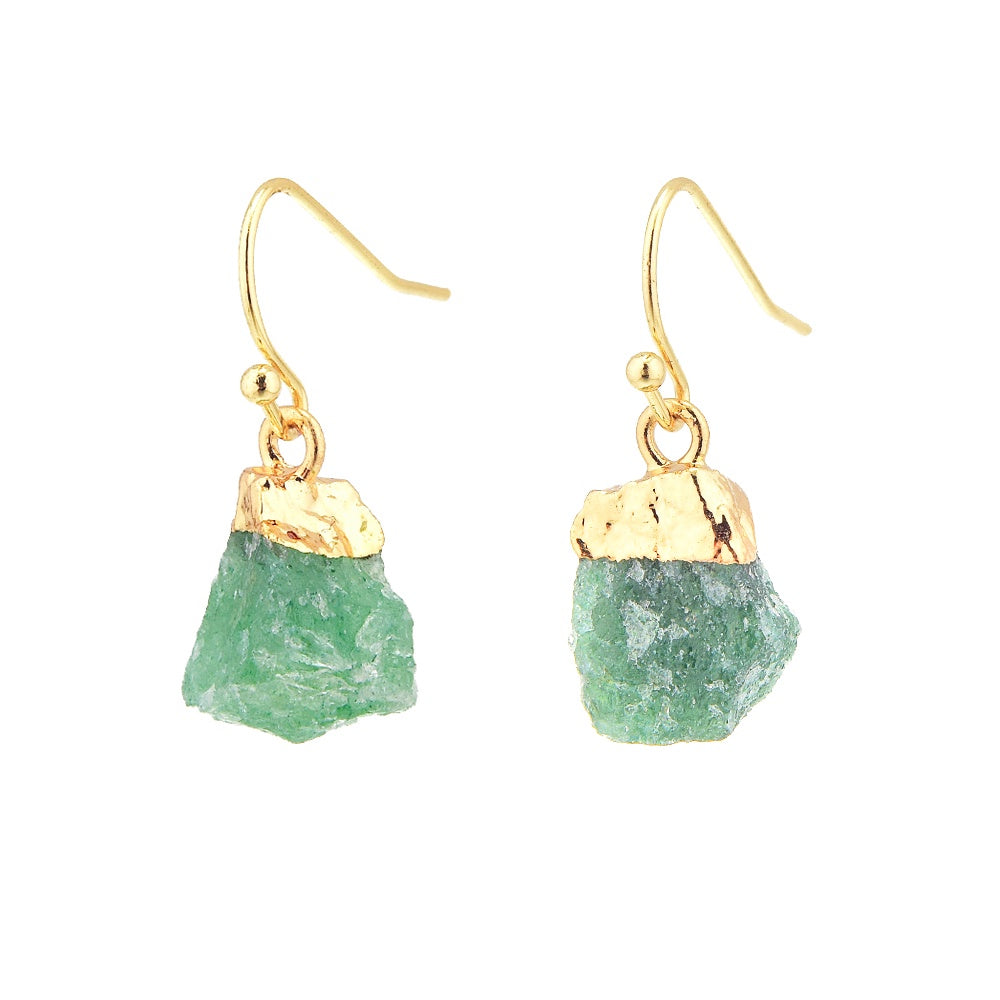 Earrings Aventurine Rough Hook Design