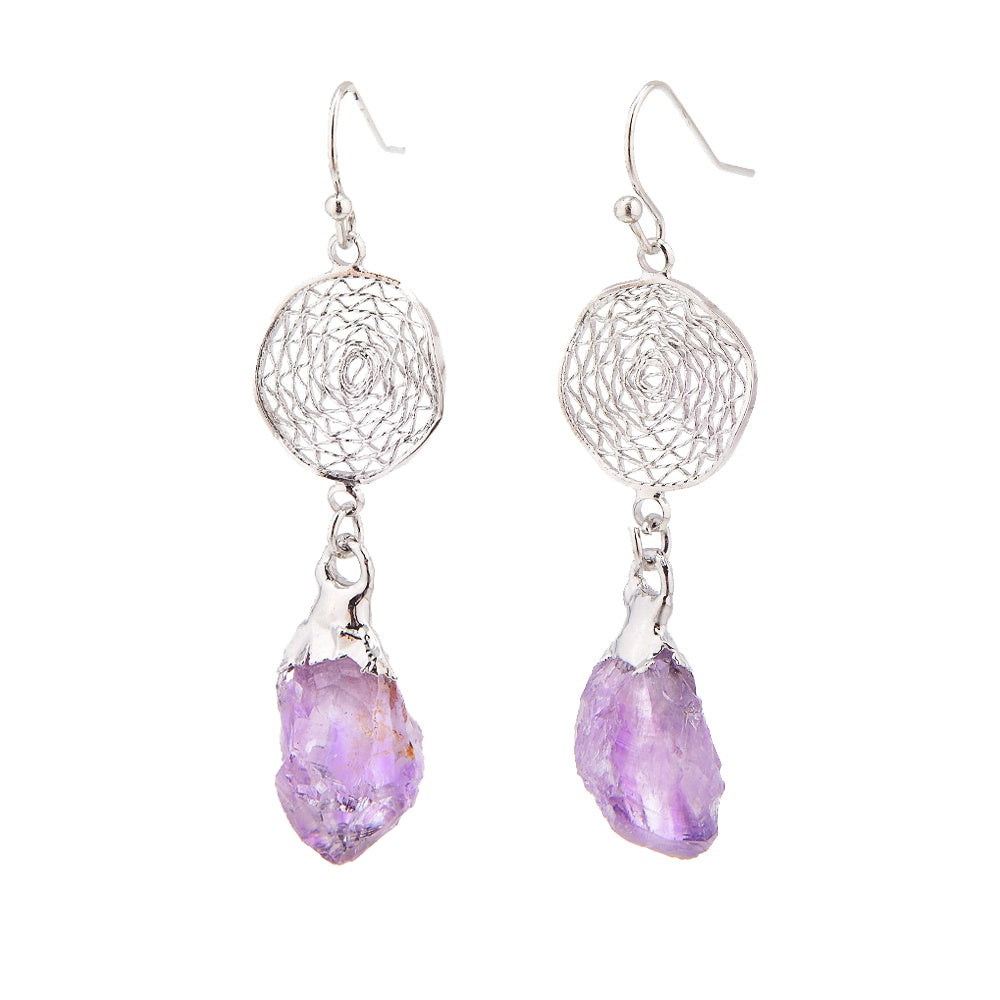 Earrings Amethyst Hook Design 1.5 cm