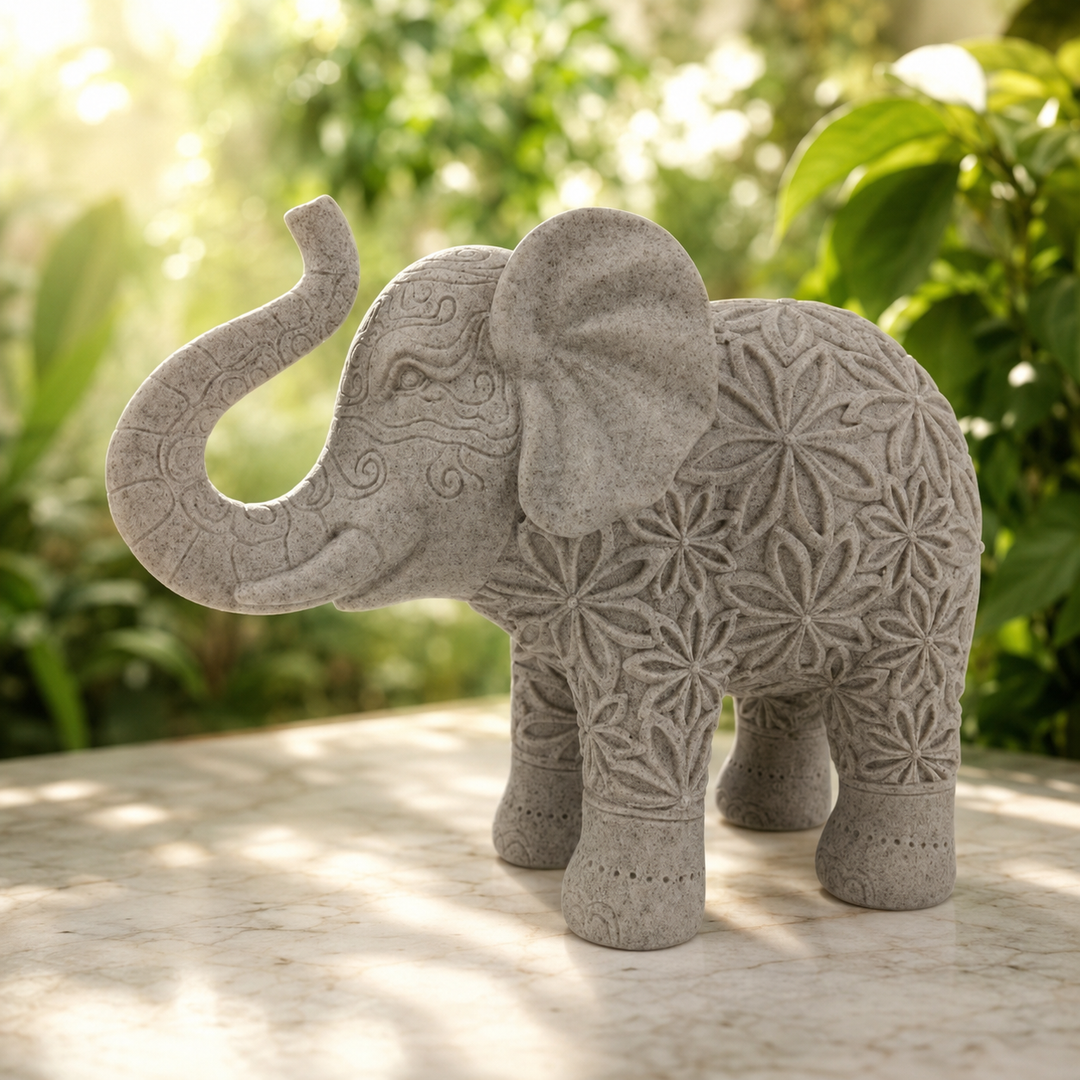 Statue Elephant Floral Patern 27 cm - Instore Only