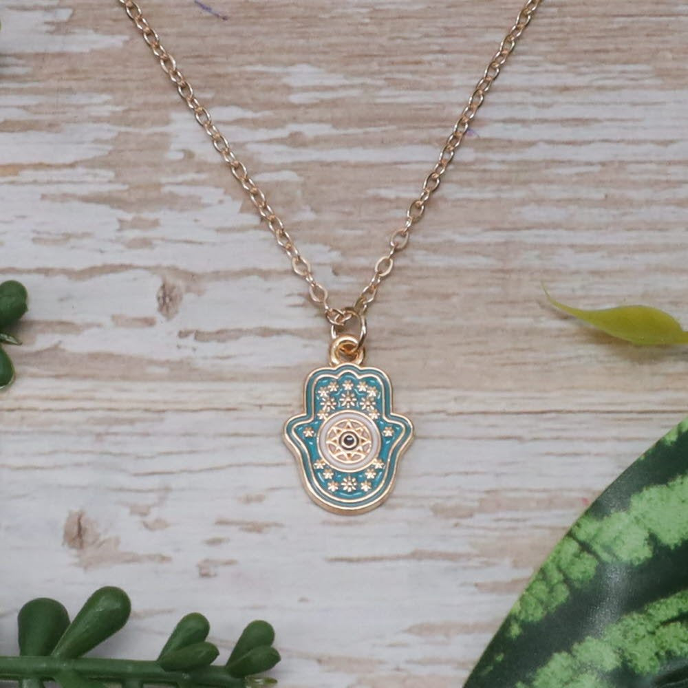 Necklace Hand of Hamsa on Greeting Card