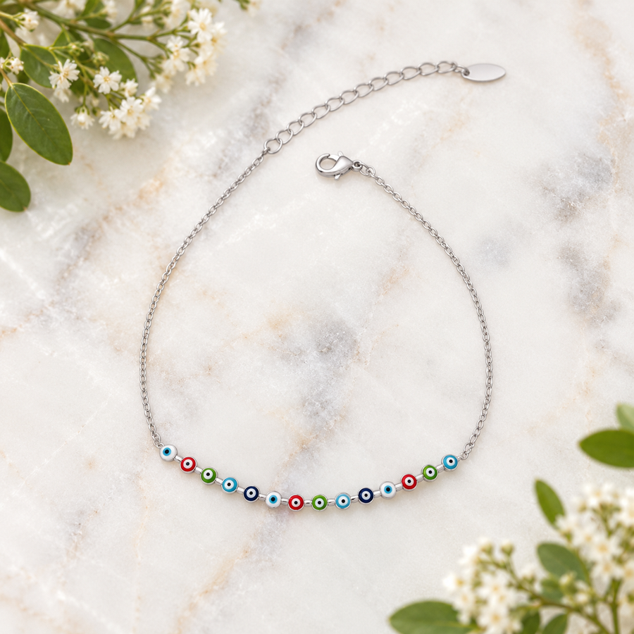 Anklet Evil Eye Multi Colour 1.5 cm | Carpe Diem With Remi