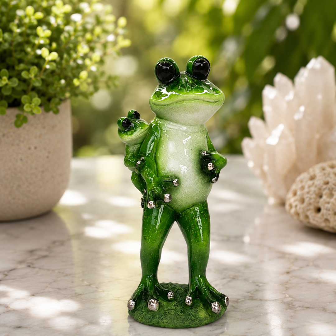 Statue Frog with Child Marble 30 cm - Instore Only