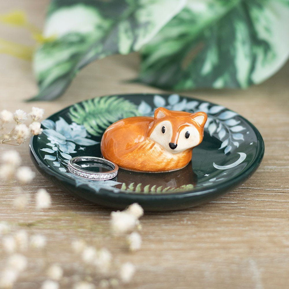 Trinket Dish Green Fox Ceramic