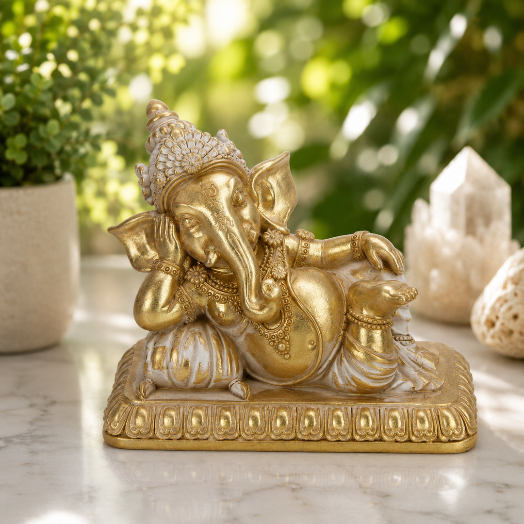 17cm Ganesh in Gold Finish Laying