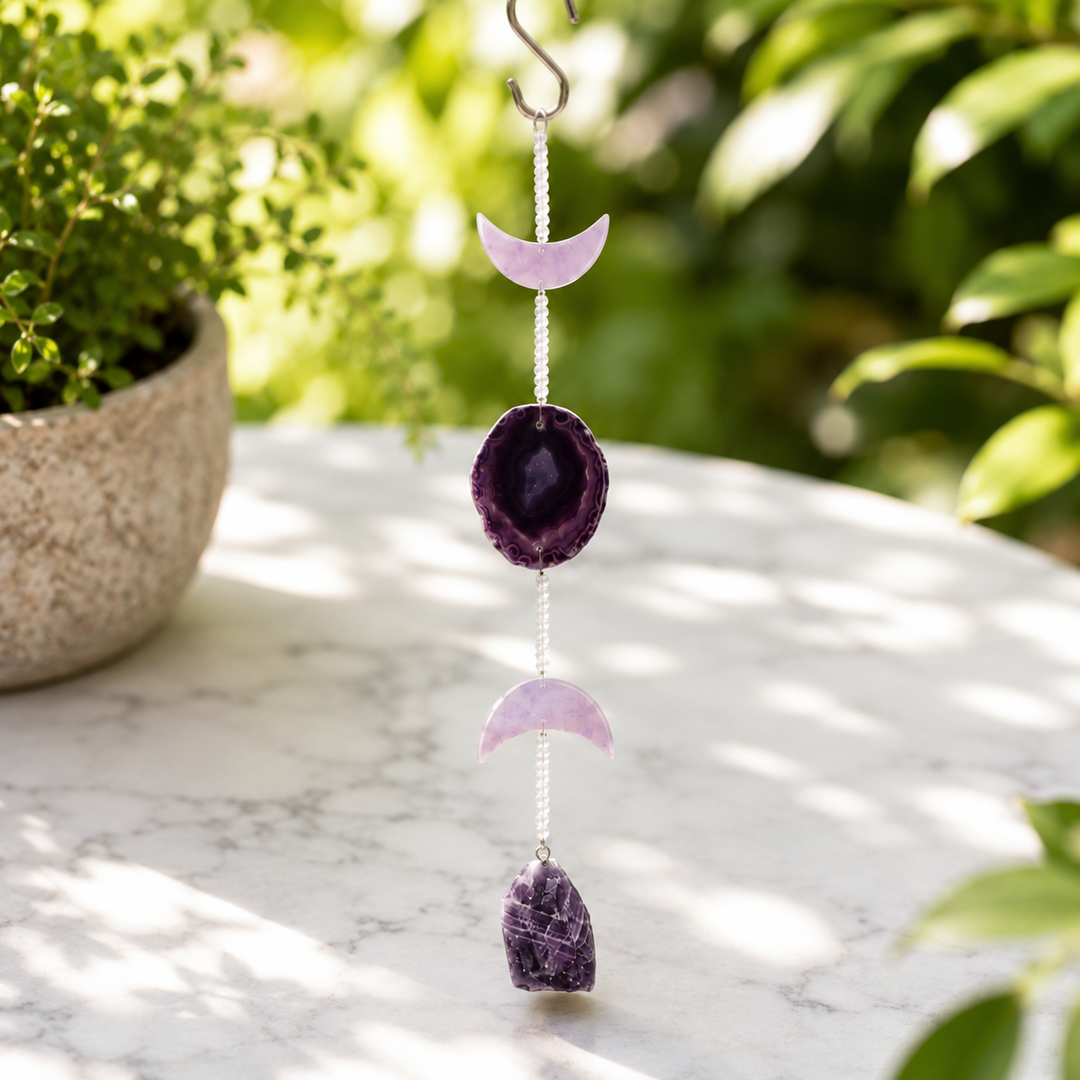 Suncatcher Amethyst Moon with Slice 45 cm - Instore Only