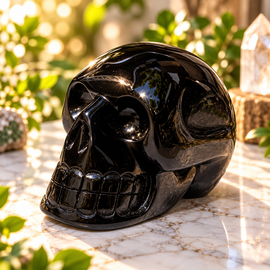 Skull Silver Sheen Obsidian 11.9 cm | Carpe Diem With Remi