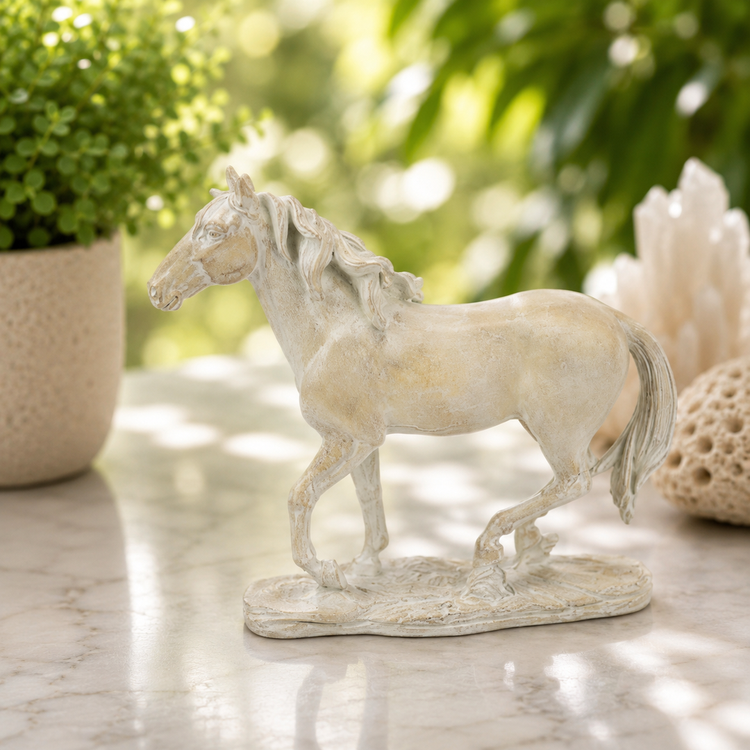 Statue Horse Trotting White - Instore Only