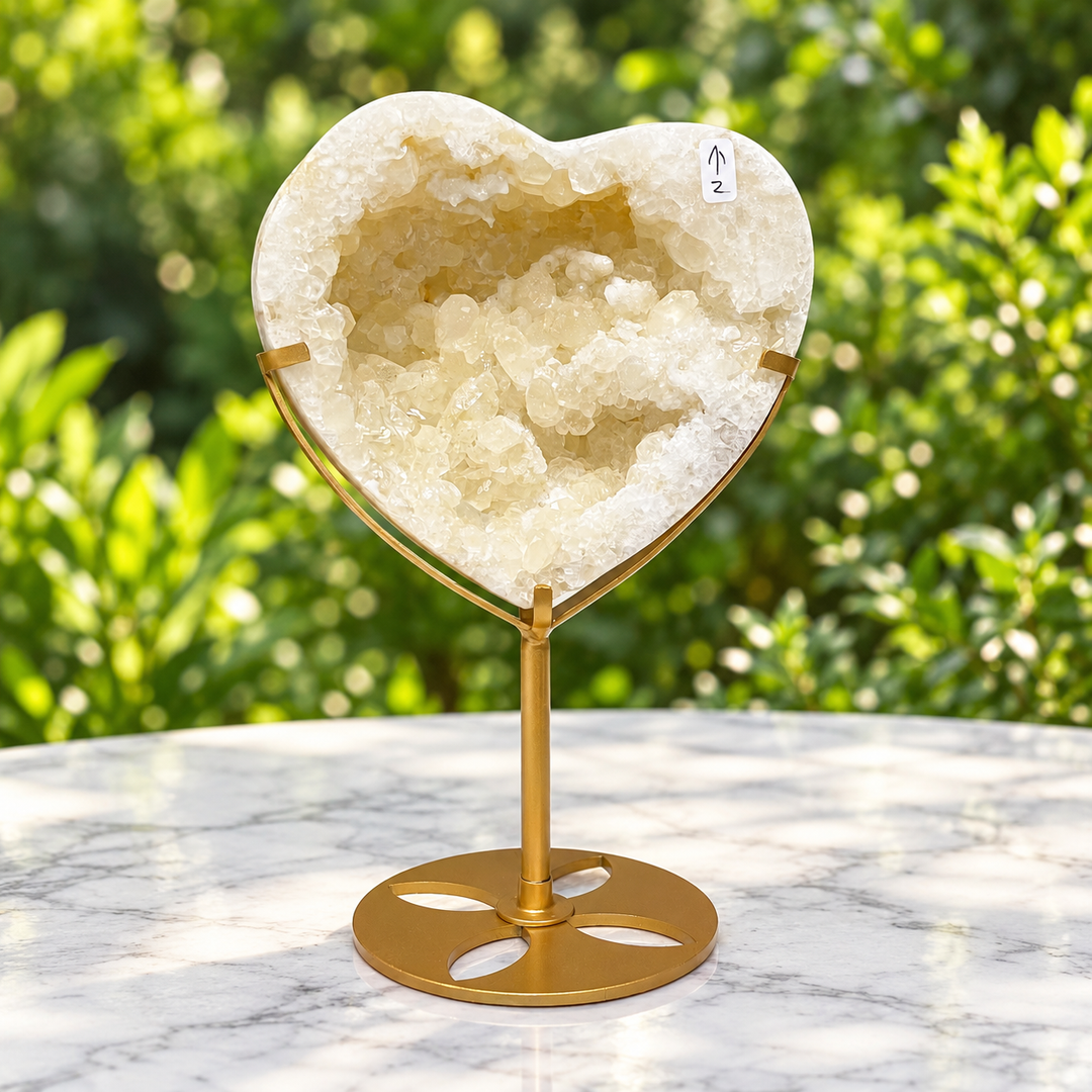 Heart Quartz Geode on Stand 22.5 cm