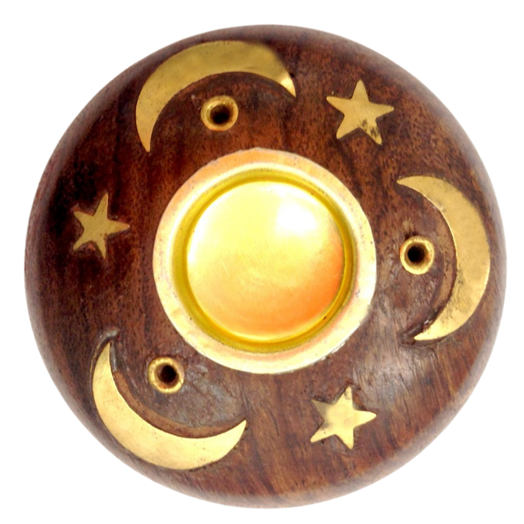 Incense Holder Star and Moon Wooden
