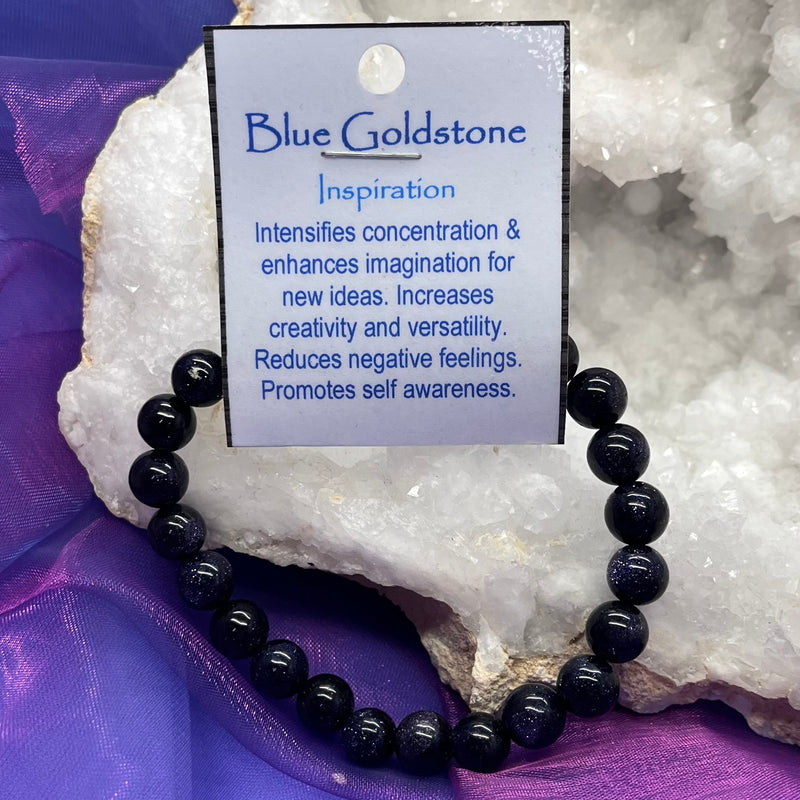 Bracelet Blue Goldstone Bead 6mm